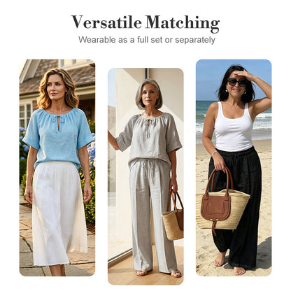 ⏳Zeitlich begrenztes Angebot⏰Damen Kordelzug-Oberteil & Hose 2-teiliges Set – Lockerer Schnitt, bequem & perfekt zum Loungen oder für den Alltagsstil 🌸
