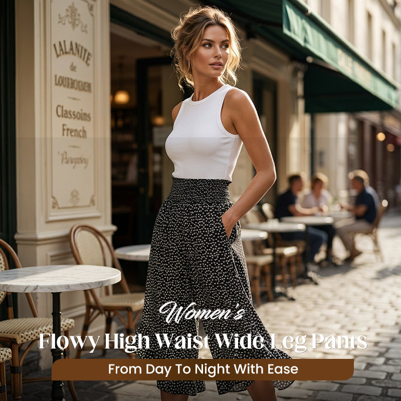 ⏳Zeitlich begrenztes Angebot⏰Damen Fließende High Waist Weite Hose – Figurschmeichelnd, Bequem & Chic