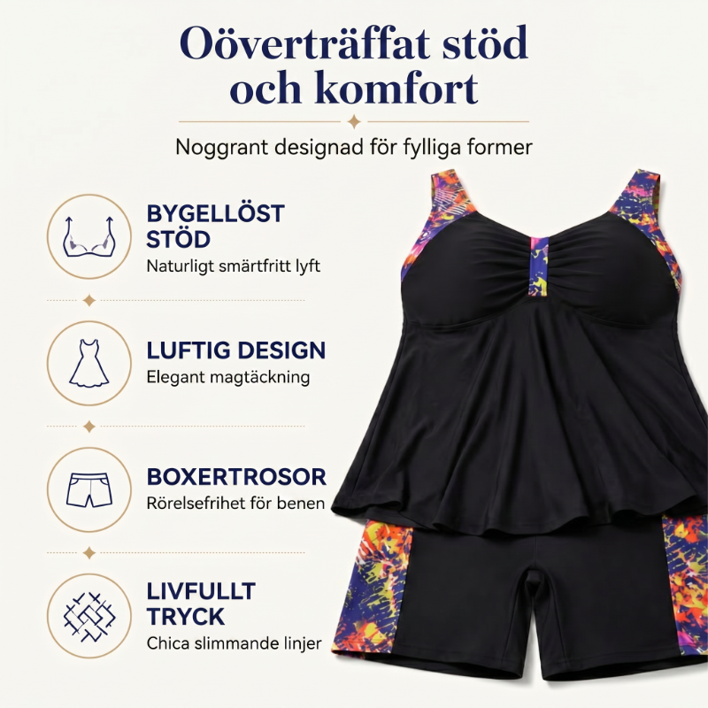 👙 50% RABATT! 🌊 Fließender Tankini-Badeanzug für Damen mit Shorts – Bequeme Passform & schnelltrocknend – Perfekt für Strand, Pool oder Urlaub – Stilvoll und praktisch ☀️✨