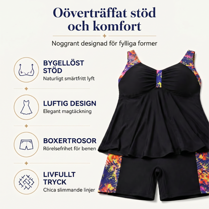 👙 50% RABATT! 🌊 Fließender Tankini-Badeanzug für Damen mit Shorts – Bequeme Passform & schnelltrocknend – Perfekt für Strand, Pool oder Urlaub – Stilvoll und praktisch ☀️✨