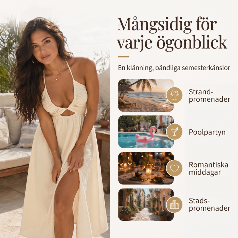 【⏰Nyhet 2026 – 50 % rabatt under begränsad tid!】👗Dam Sommarklänning med Sexig V-ringning och Maxi-längd