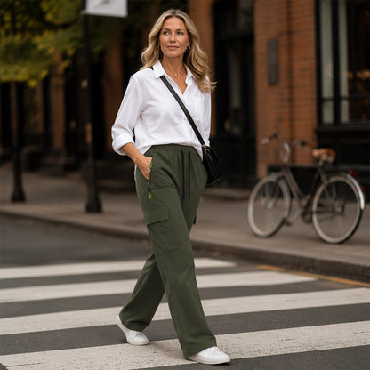 👖 LIMITED TIME: 50 % RABATT! 💥 Damen Vintage Cargohose mit Taschen – lockere Passform, atmungsaktiv, verstellbarer Bund ✨