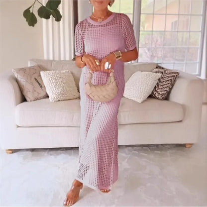 Women's Eyelet Crochet Maxi 2 Piece Dress Sets