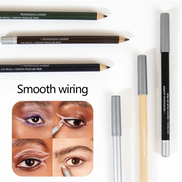 Multiple eyeliner applications created with colored pencils