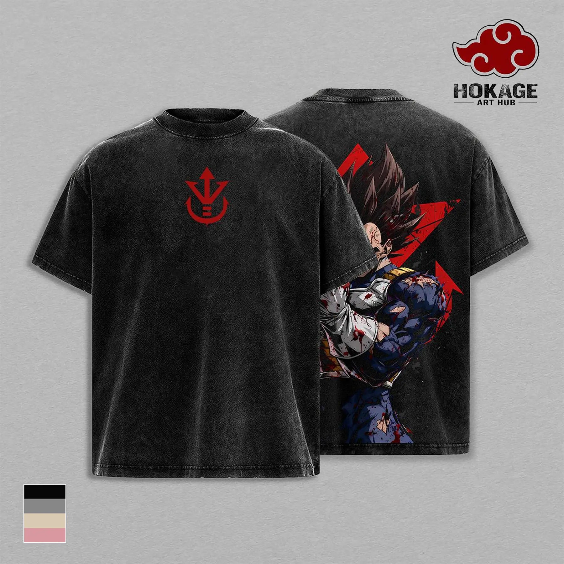 Black Final Shine Attack oversized washed tee shown from the front and back