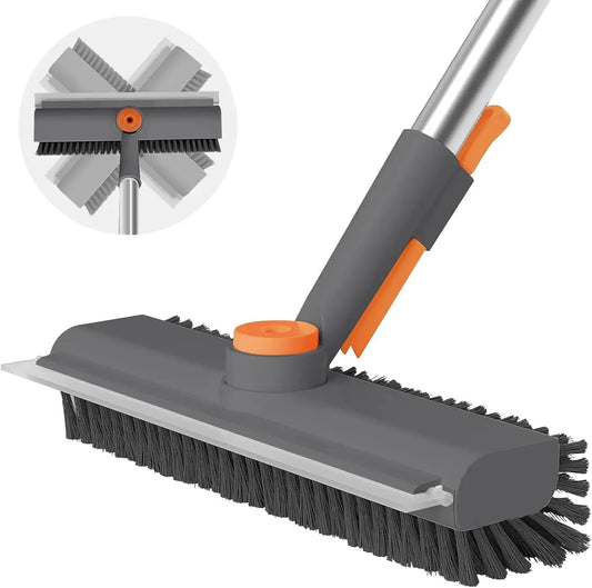 3-in-1 Extendable Scrub Brush with Squeegee & Hair Picker – brush head and extendable handle