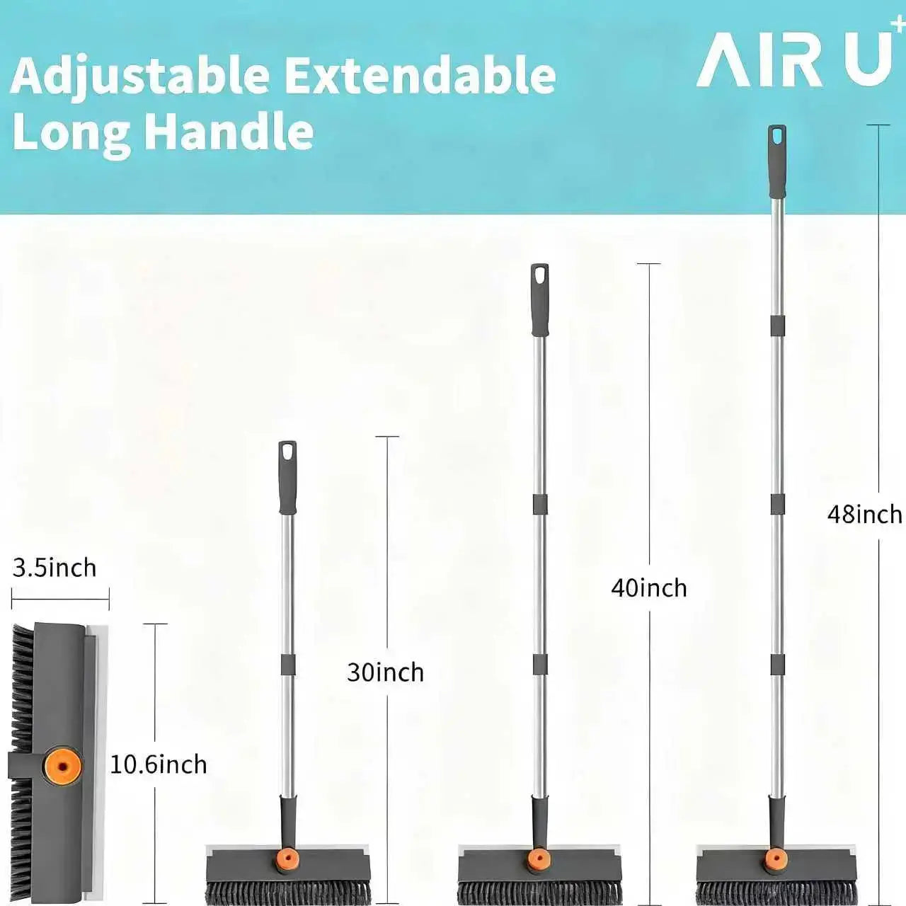 3-in-1 Extendable Scrub Brush with Squeegee & Hair Picker – product feature image 2