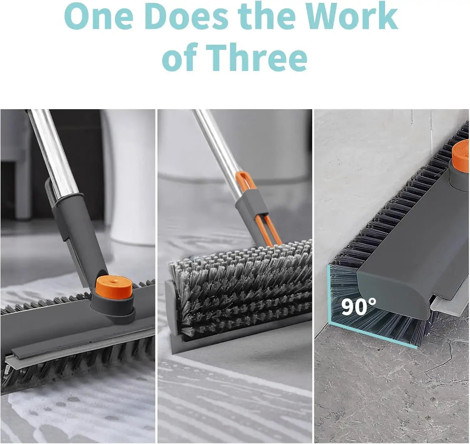 3-in-1 Extendable Scrub Brush with Squeegee & Hair Picker – product feature image 5