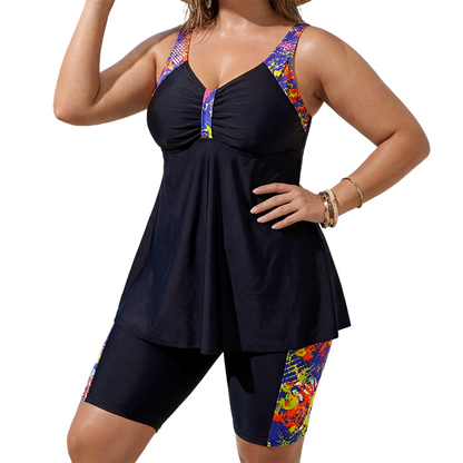 👙 50% RABATT! 🌊 Fließender Tankini-Badeanzug für Damen mit Shorts – Bequeme Passform & schnelltrocknend – Perfekt für Strand, Pool oder Urlaub – Stilvoll und praktisch ☀️✨