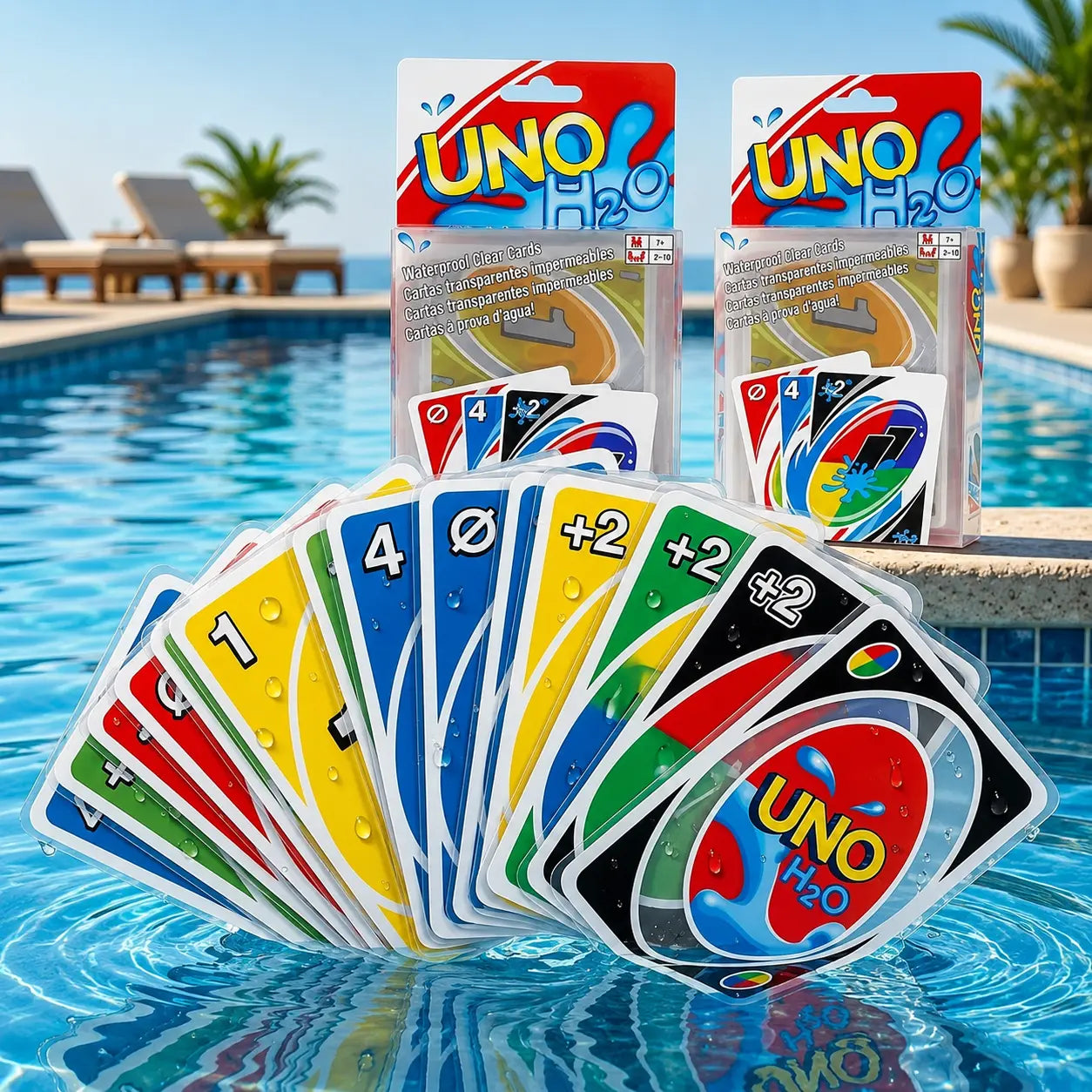 Wasserdichtes transparentes Farbkartenspiel – Pool- & Reise-Deck