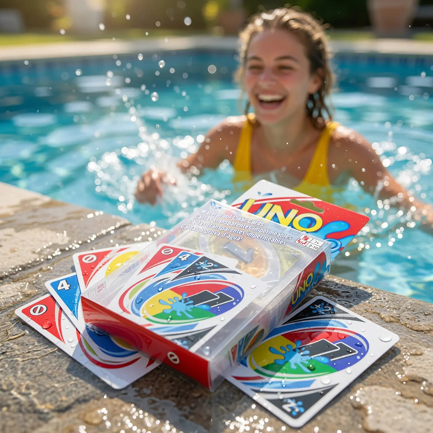 Wasserdichtes transparentes Farbkartenspiel – Pool- & Reise-Deck