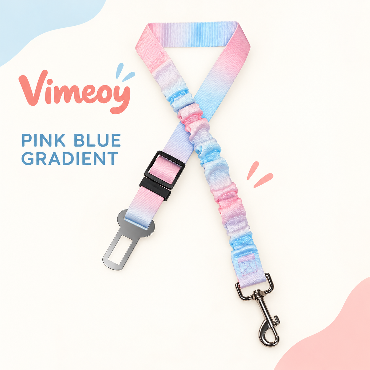 Pink Blue Gradient Vimeoy pet car safety belt